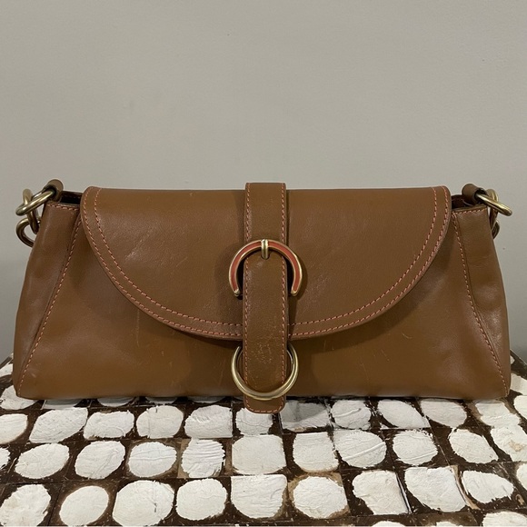 Furla Brown Leather Small Shoulder Bag Gold Hardware Classic Italian Y2K - Picture 2 of 13